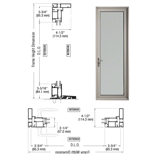 CRL-U.S. Aluminum PL91511L0 Clear Anodized Series 925 Patio Door Hinge Left Swing Out