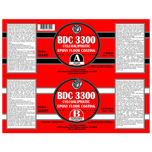 1.5gal 3300 Clear Cycloaliphatic Epoxy Kit