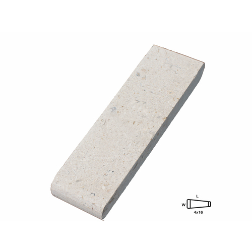 Artistic Pavers PC2SBCSLI416 4" X 16" Ivory Shellock Pre-cut Double Sided Bullnose Coping For 7' Dia Spa