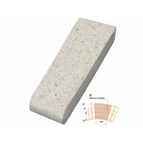 Artistic Pavers PC1SBCSLI48 4" X 8" Ivory Shellock Pre-cut Single Sided Bullnose Coping