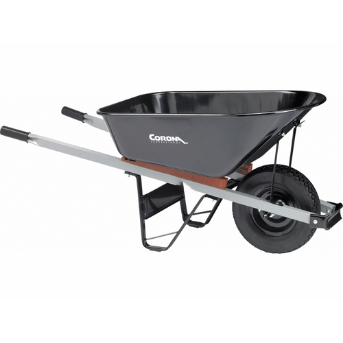 Heavy-duty Steel Wheelbarrow 6 Cuft With 60" Steel Handles And Flat-free Tire