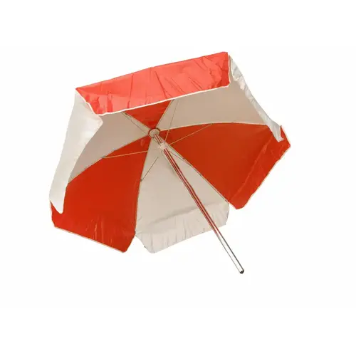 KEMP USA 12-002-RED/WHI 6' Umbrella Vinyl-reinforced Nylon Red And White