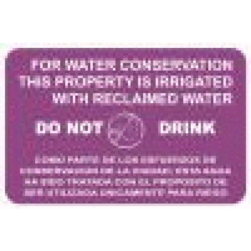 Sign Warning Reclaimed Water