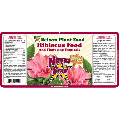 NutriStar NUTRI STAR HIBISCUS FOOD 4 Nutri Star Hibiscus 4 Nelson 10-4-12 Hibiscus Food 4#