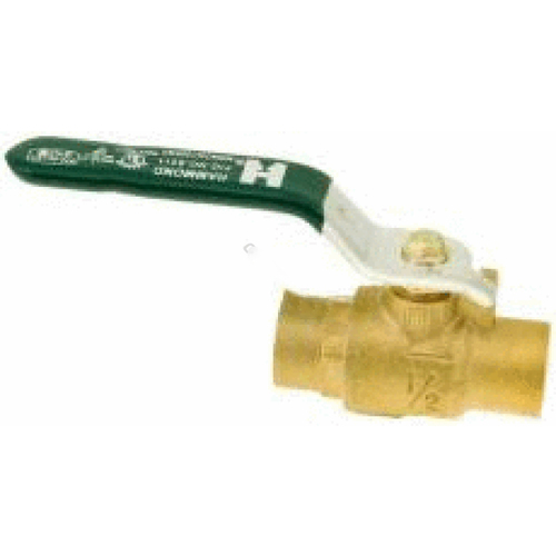 HAMMOND VALVE CORPORATION 8211 1 1" Two-piece Brass Ball Valve Standard Port Solder Ends 400 Wog