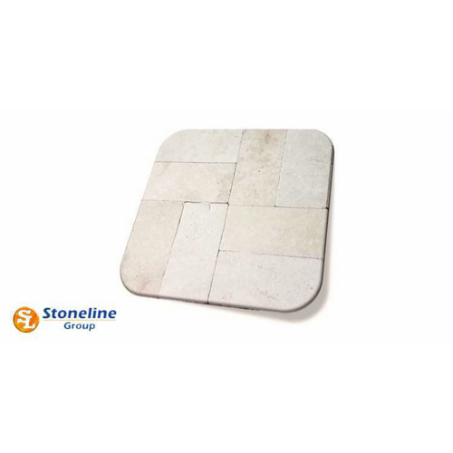 French Pattern Travertine Tumbled Paver Ivory