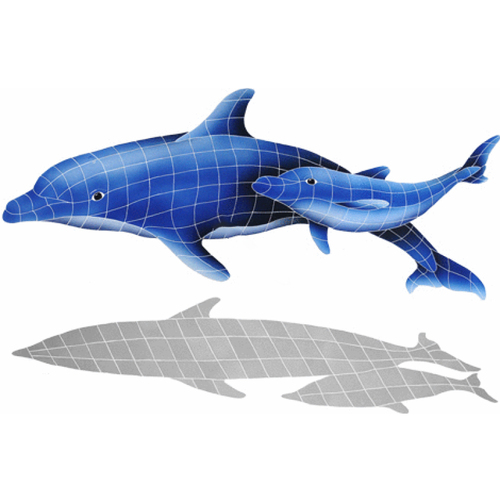 37" X 57" Dolphin Pair With Shadow Blue