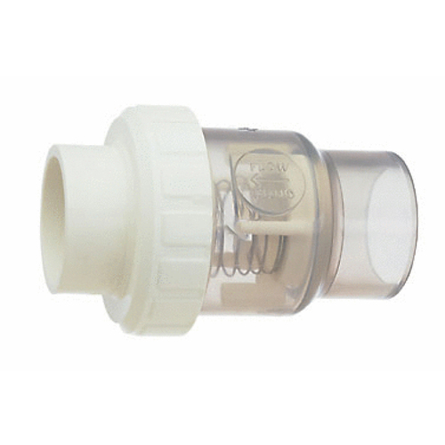 Praher Plastics Canada Ltd 150-CVC-200CR 1 1/2" Single Union Spring Check Valve Clear