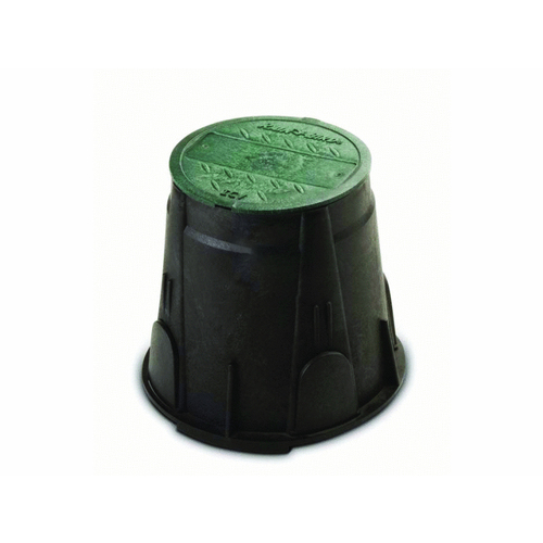 7" Round Valve Box With Black Body And Green Lid