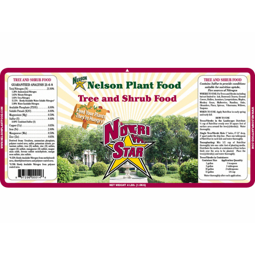 NutriStar NUTRI STAR TREE & SHRUB FOOD 4 Nutri Star Tree Food 4 Nelson 21-6-8 Tree & Shrub 4#