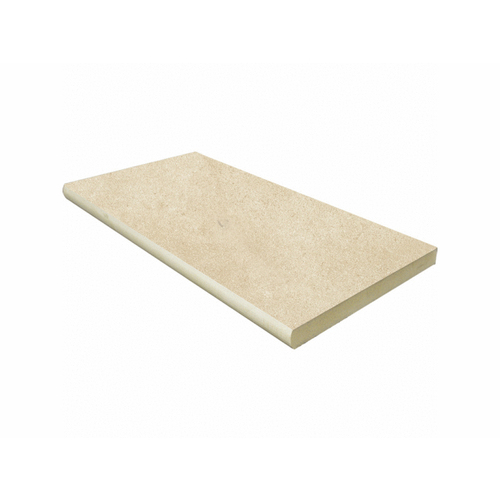 12"x24"x.75" Ivory Limestone Bullnose Porcelain Coping