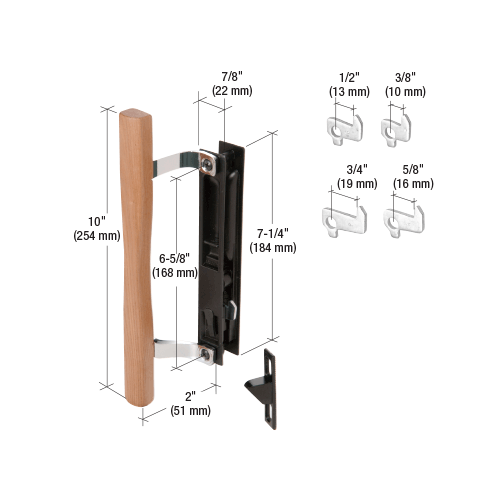Black Non Keyed Flush Mount Sliding Glass Door Handle Set With 6 5