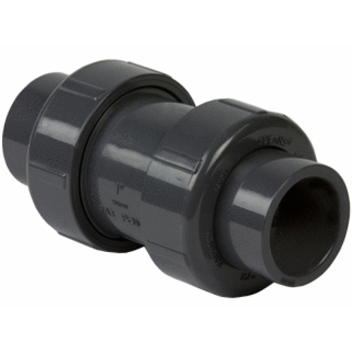 4" Black Pvc Low Extractable True Union Ball Check Valve Socket, Epdm O-ring Gray