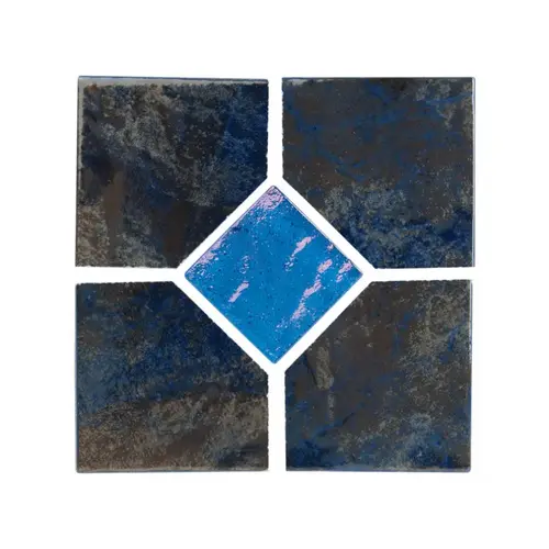 Coral Blue 6x6 Deco  Blue Cut Deco Glass Insert