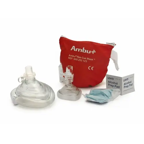 KEMP USA 10-523 Ambu Adult Child Combo Cpr Masks With O2 Inlet Case Pouch Kit