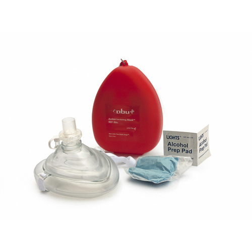 Ambu Cpr Mask With O2 Inlet, Headstrap, Gloves, And Wipes