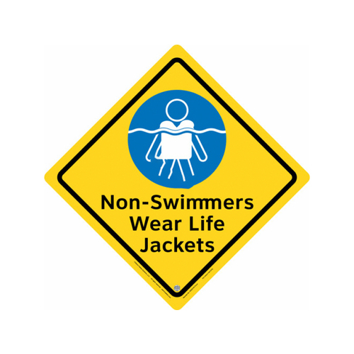 CLARION SAFETY SYSTEMS LLC WSS2105-02A-E 23" Indoor Non-swimmers Wear Life Jacket Sign