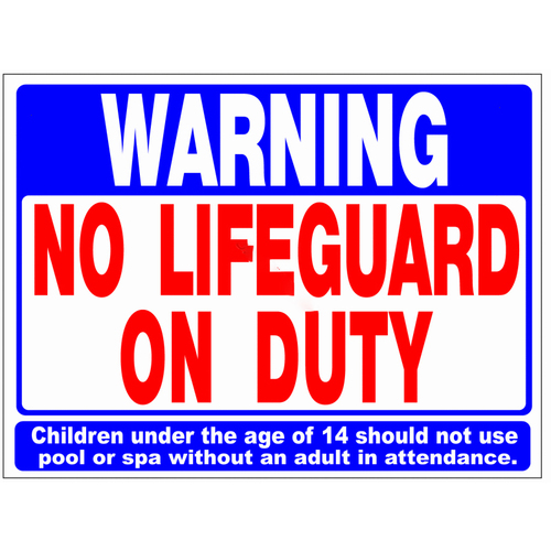 Ps235 18"x24" Vertical Sign No Lifeguard On Duty