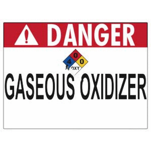 24"x18" Red/white Danger Gaseous Oxidizer Sign