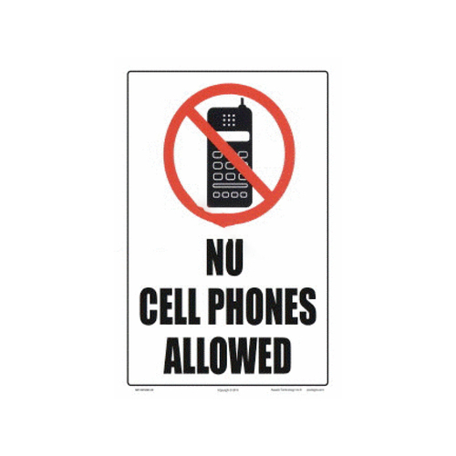 AQUATIC TECHNOLOGY INC 6810WS1218E Sign No Cell Phones Allowed