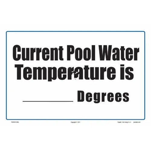 12"x8" White/black Current Pool Water Temperature Write-on Sign