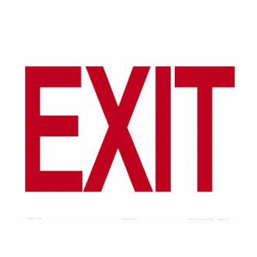 12"x10" Red Exit Sign Osha Approved With 6 Inch Lettering