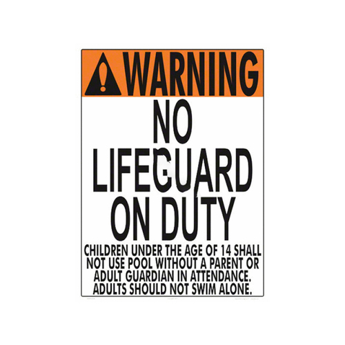 18"x24" Orange California No Liftguard Warning Sign