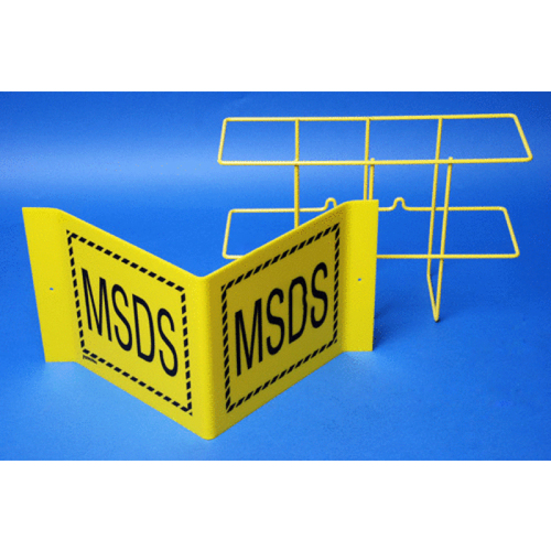 GRAINGER, INC. 9MEH0 9" X 14" X 4.5" Msds Sign With Wire Rack, English Yellow