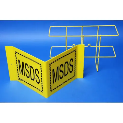 9" X 14" X 4.5" Msds Sign With Wire Rack, English Yellow