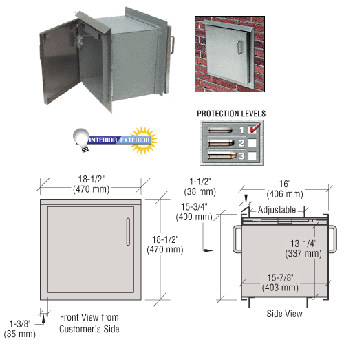 Package Receiver with Brushed Stainless Steel Door Protection Level 1