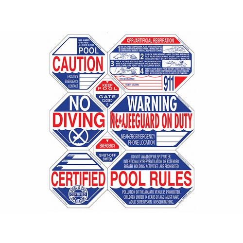 Traffix Graphix TGPS1002 40" X 48" 8-in-1 Nevada Pool Safety Sign