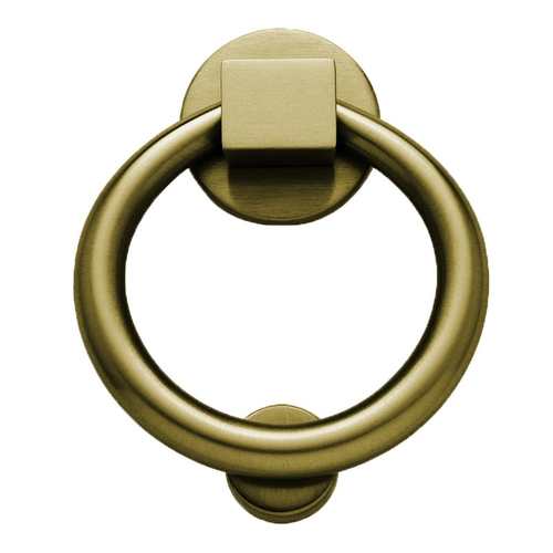 Ring Door Knocker Satin Brass with Brown Finish