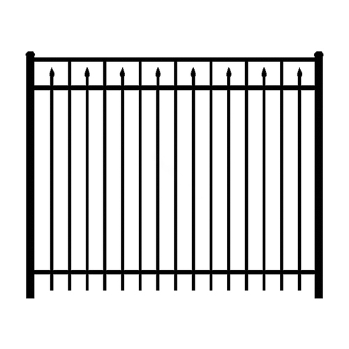 Digger Specialties 163878BLK 6' X 55" Black 3233 Regis Aluminum Fence Flat Top Panel With Alternate Spears