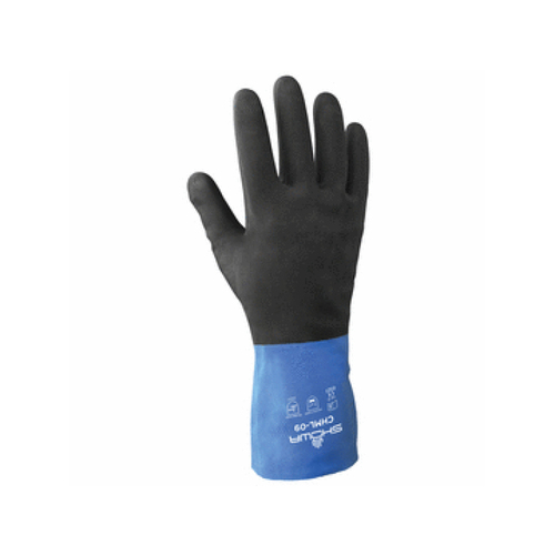 Size 9 Black/blue 26 Mil Neoprene & Rubber Latex Chemical Resistant Gloves Pair