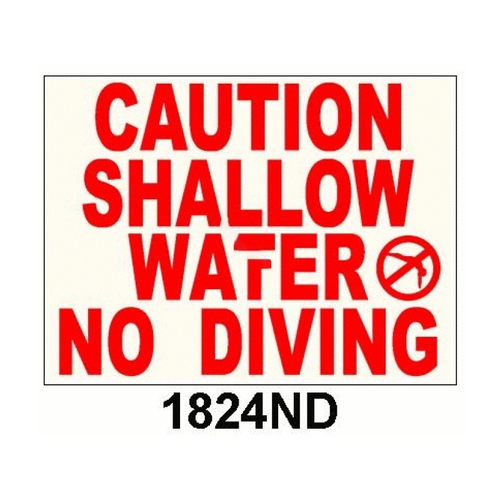 Nassco 1824ND 18" X 24" Horizontal Shallow Water No Diving Sign