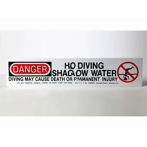 Quaker Plastics QP-3162 3.5" X 16.75" Sign Holder With "no Diving" Signage Sign Holder
