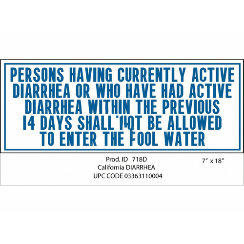 Nassco 718D 7" X 18" Horizontal Diarrhea Sign (ca)