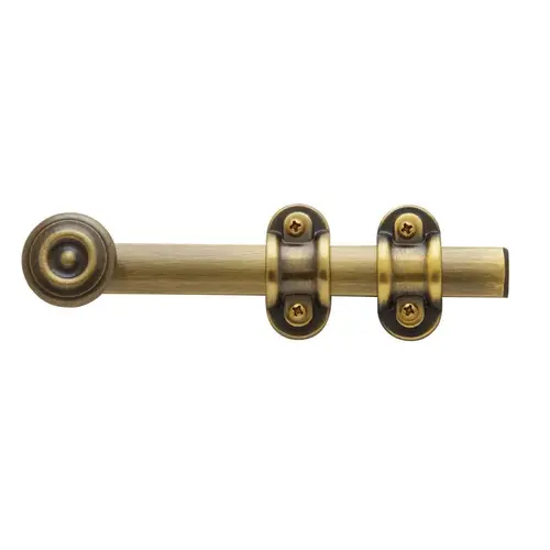 6" Ornamental Surface Bolt Antique Brass Finish