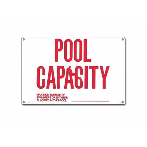 18" X 12" Pool Capacity Sign