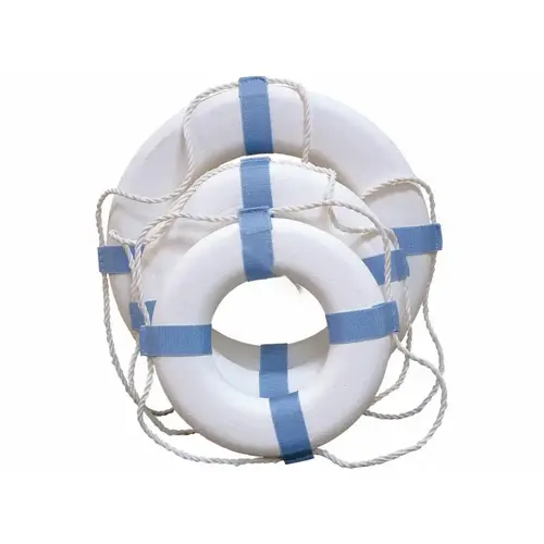 PoolStyle 373 PS373, White Ring Buoy, 24" (Decorative, not Coast Guard Approved)