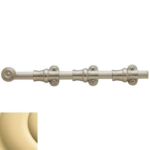 18" Ornamental Surface Bolt Unlacquered Brass Finish