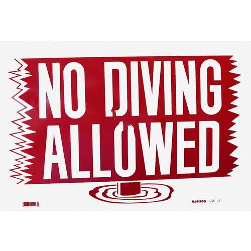 Nassco SW-13 12" X 18" Horizontal No Diving Allowed Sign