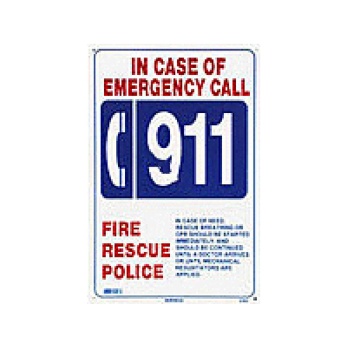 Nassco SW-8 12" X 18" Vertical Emergency Call 911 Sign