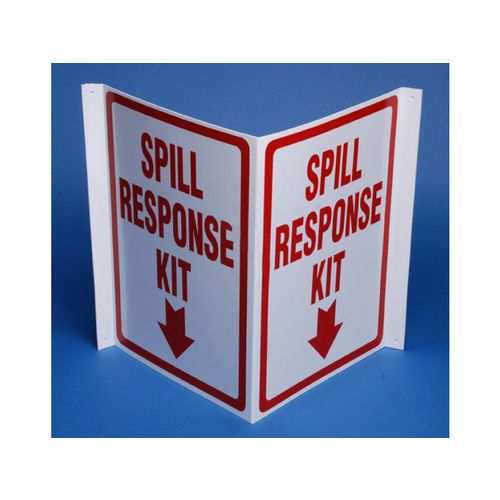 SETON IDENTIFICATION PRODUCTS L2928 7" X 14.5" Spill Response Kit 3-way Sign