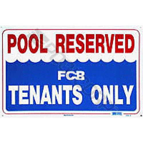 Nassco SW-9 12" X 18" Horizontal Pool Reserved Tenants Sign