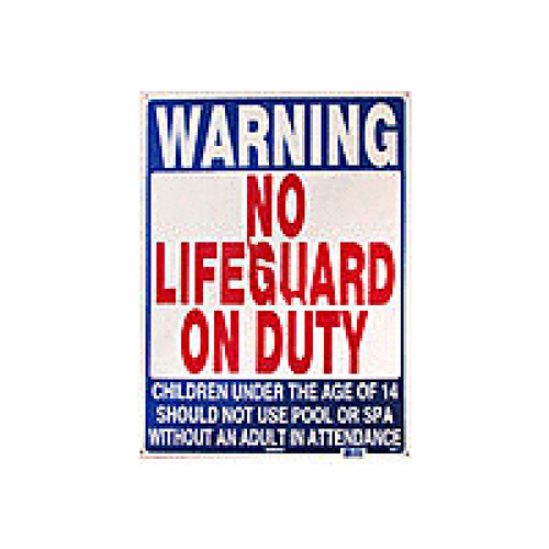 18"x24" No Lifeguard On Duty Sign