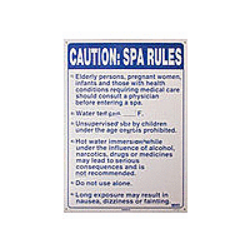 Nassco SW-23 18" X 24" Vertical Caution Spa Rules Sign