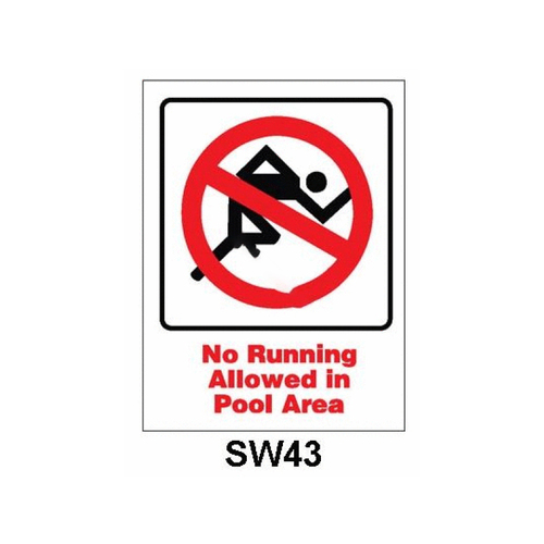 Nassco SW-43 9" X 12" Vertical No Running Allowed Sign