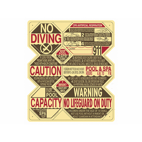 Traffix Graphix TGCS2001 39" X 46" 8-in-1 California Pool & Spa Safety Sign