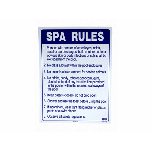 Nassco 1824AZS 18" X 24" Vertical Spa Rules Sign (az)